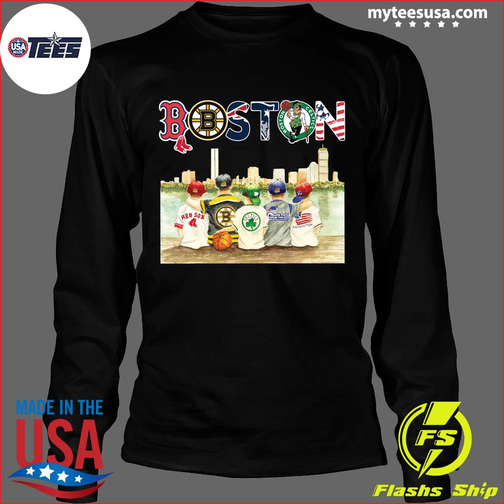 Boston Sports Teams Celtics Patriots Red Sox Bruins Black T-shirt Size L