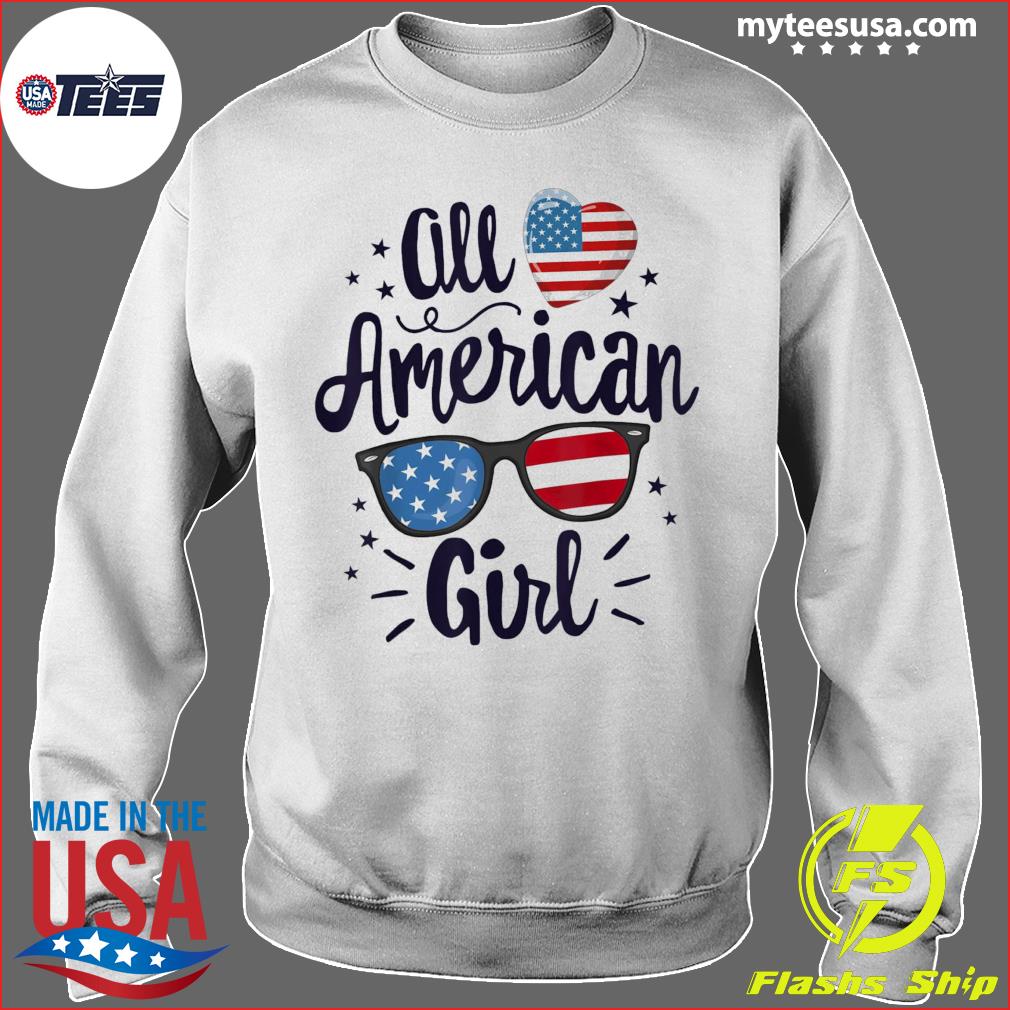 Cool All American Girl Women American Flag 4th Of July Patriotic T Shirts 