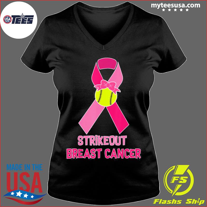 Baseball Strike Out Cancer Pink Ribbon Softball T Shirt, hoodie, sweater,  long sleeve and tank top