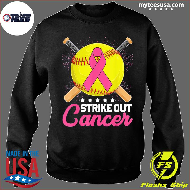 Baseball Strike Out Cancer Pink Ribbon Softball Shirt, hoodie, sweater,  long sleeve and tank top