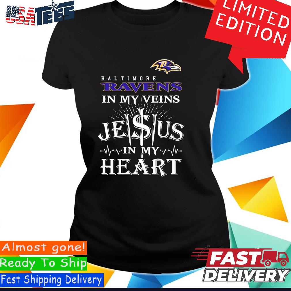 Baltimore Ravens In My Veins Jesus In My Heart T-shirts, hoodie, sweater,  long sleeve and tank top