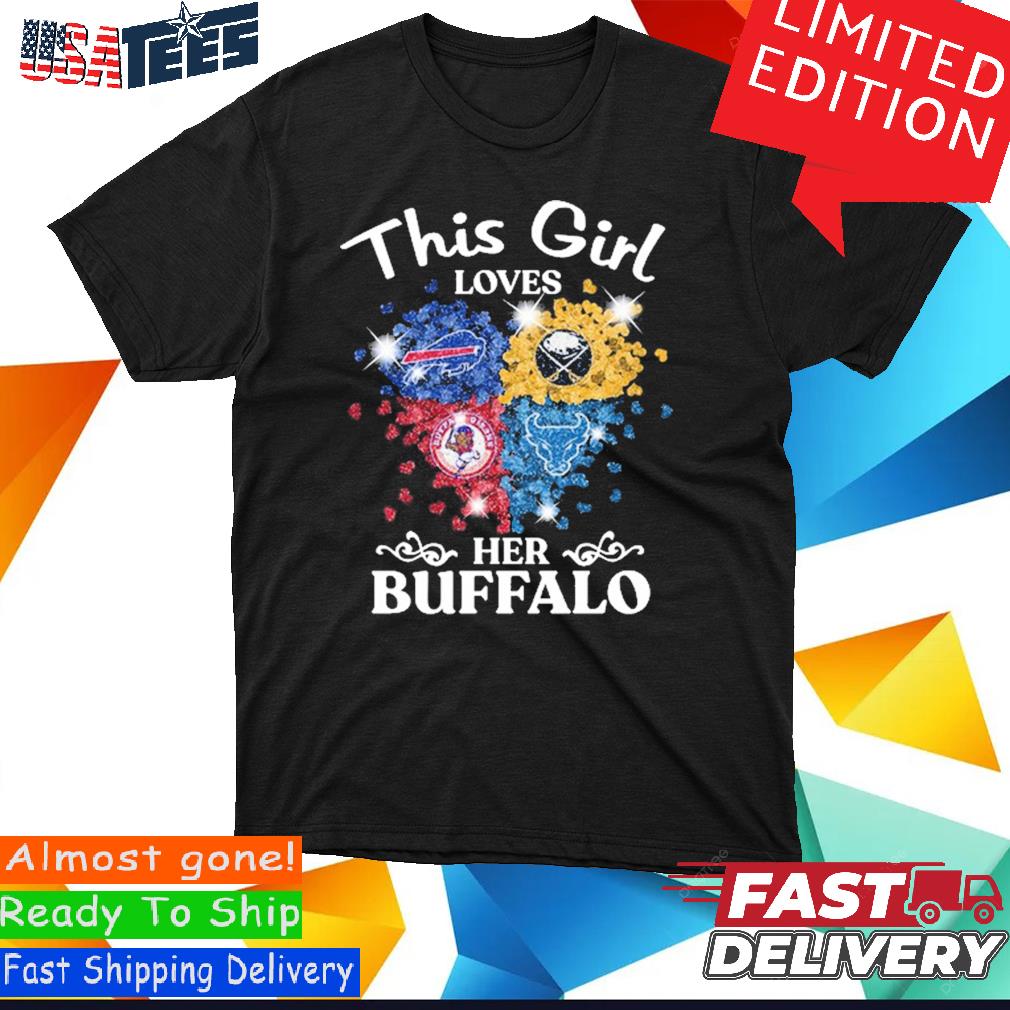 Girls Buffalo Bills Heart With Rainbow Colors Shirt