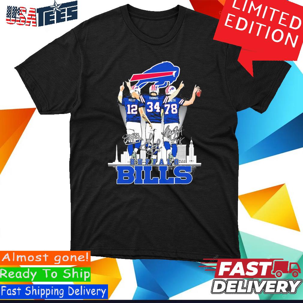 Official Buffalo Bills Skyline Jim Kelly Thurman Thomas and Bruce Smith  signatures shirt, hoodie, sweater and long sleeve