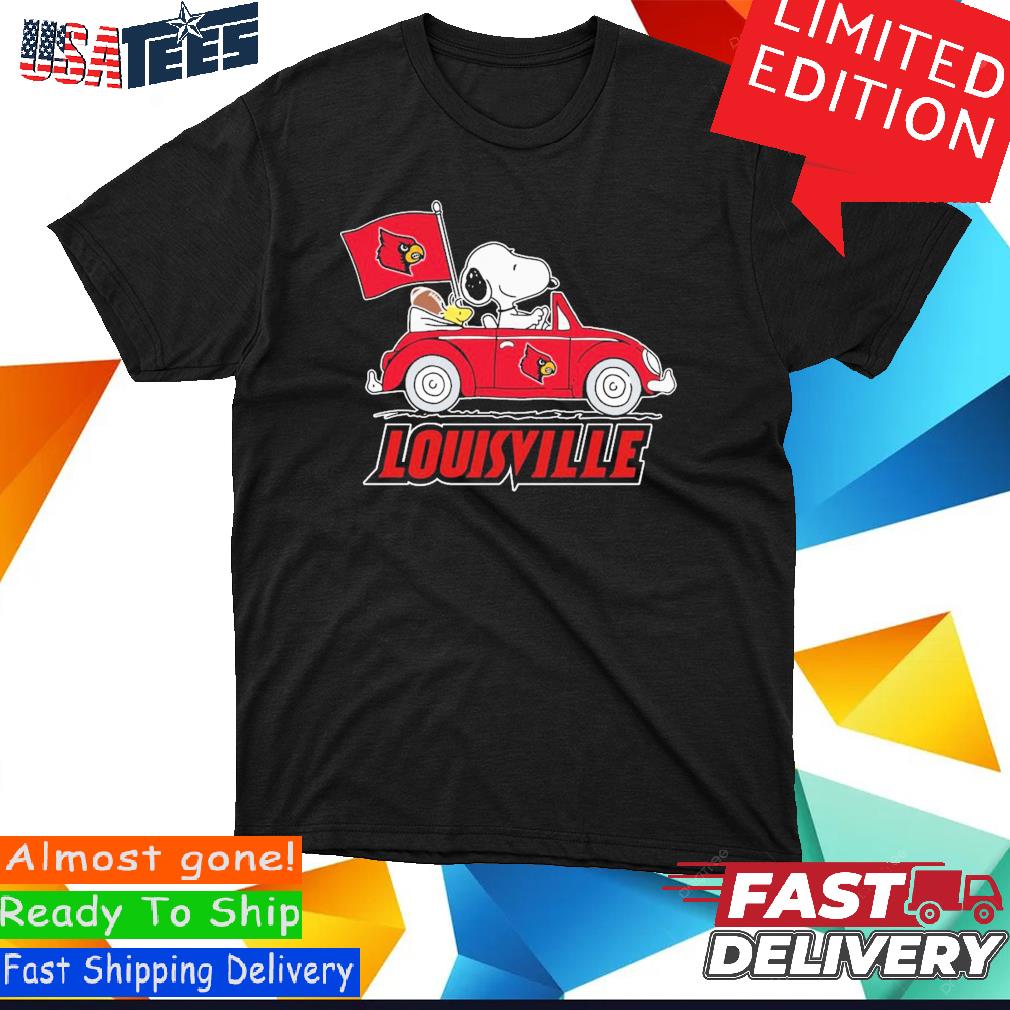 Peanuts Snoopy And Woodstock Louisville Cardinals On Car Shirt