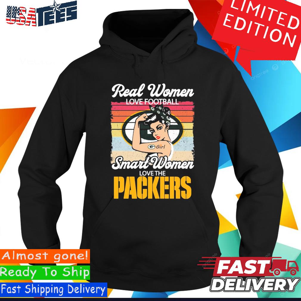 Real Women Love Football Smart Women Love The Green Bay Packers 2023 Logo  Shirt Plus Size