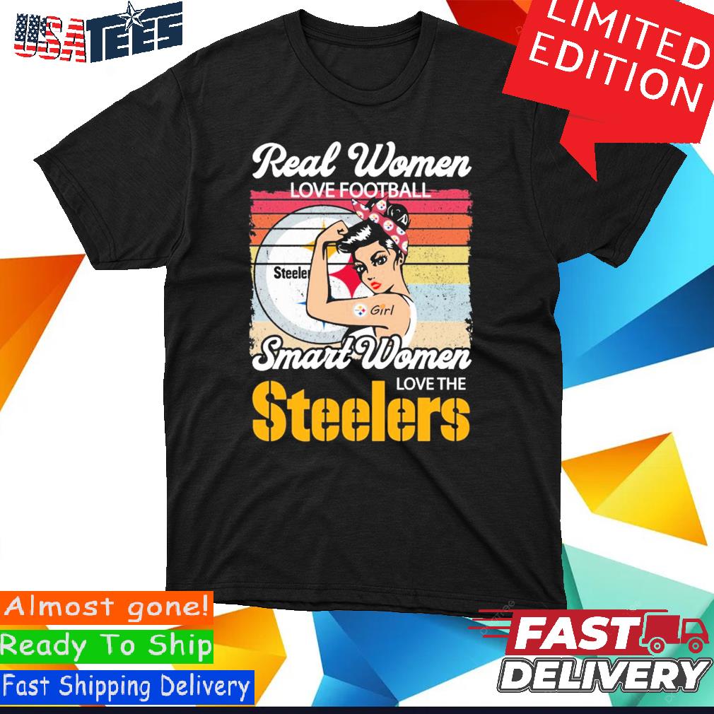 Real Women Love Football Smart Women Love The Pittsburgh Steelers Diamond  Heart shirt, hoodie, sweater, long sleeve and tank top