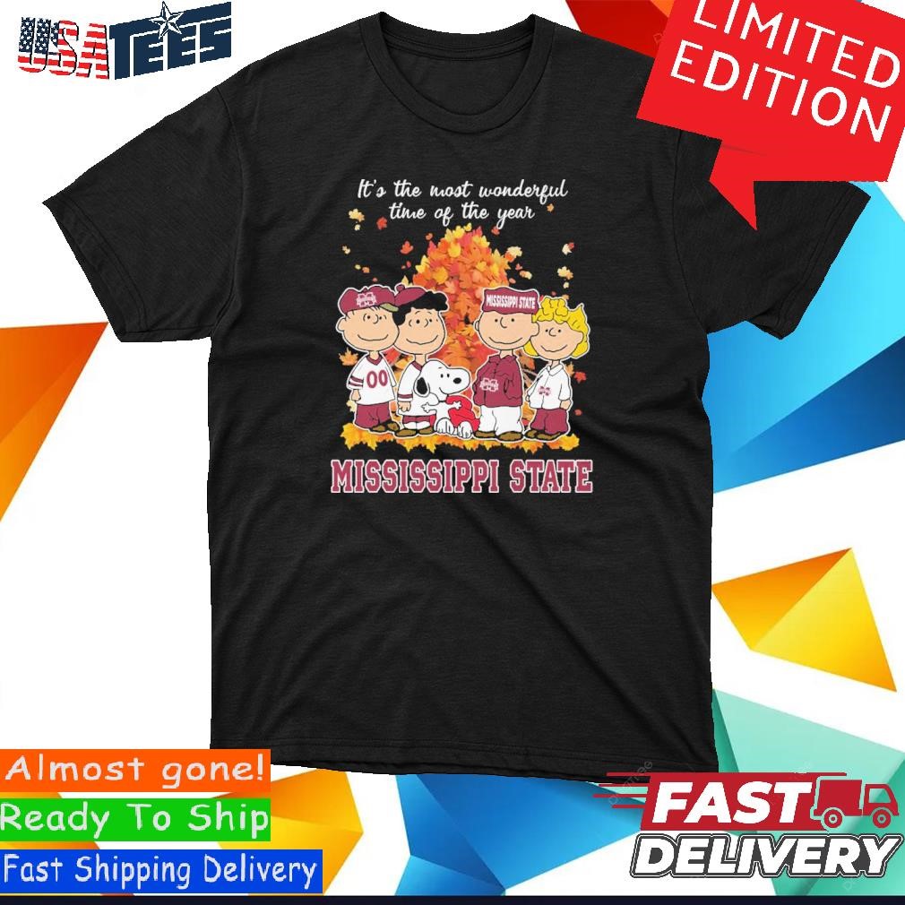 It's The Most Wonderful Time Of The Year Peanuts Characters X Mississippi State Bulldogs Shirt