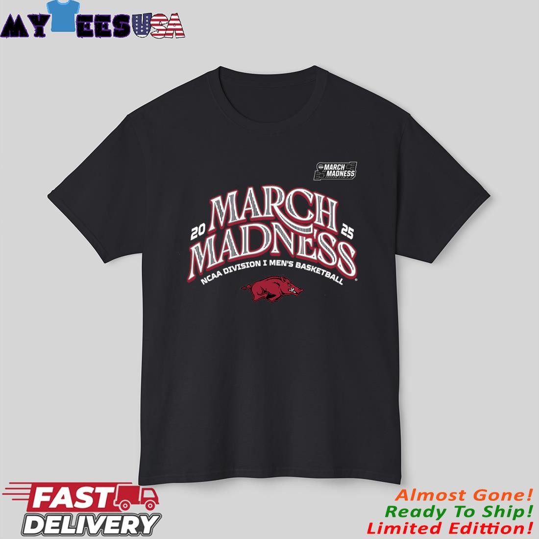 Arkansas Men's Basketball 2025 March Madness Bound T-Shirt