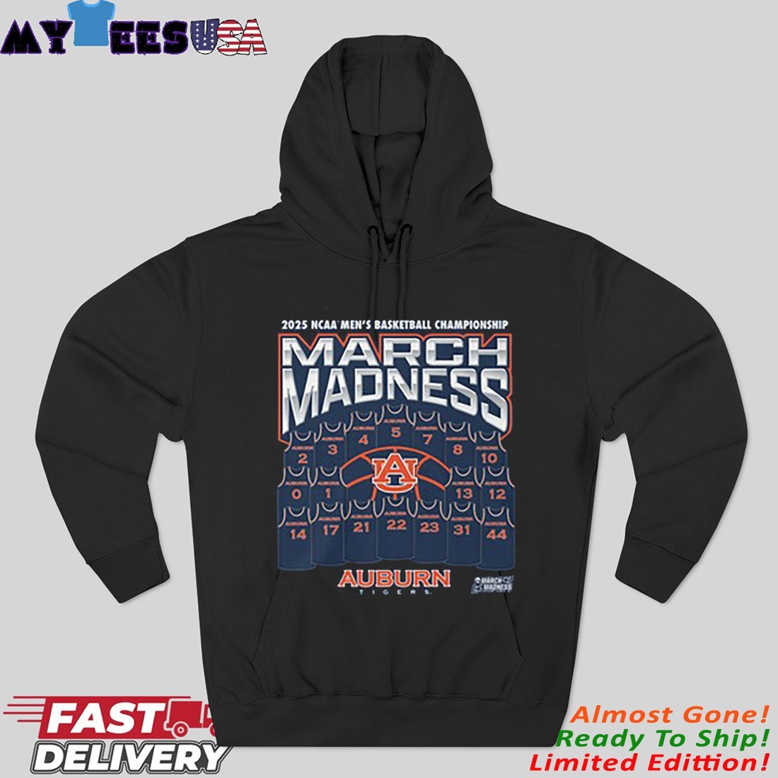 Auburn Men's Basketball 2025 NCAA Tournament March Madness Jersey Hoodie