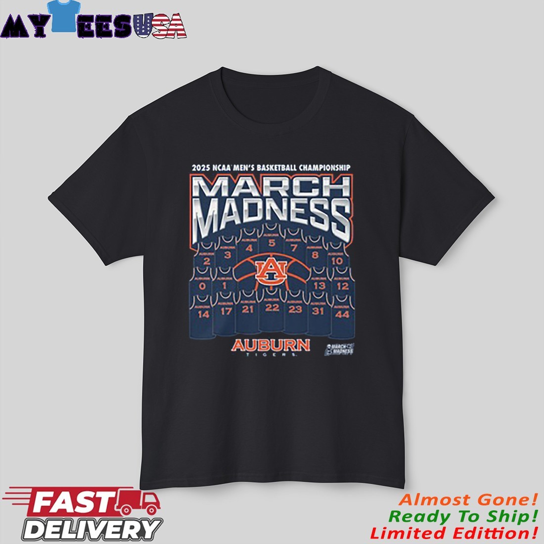 Auburn Men's Basketball 2025 NCAA Tournament March Madness Jersey Shirt