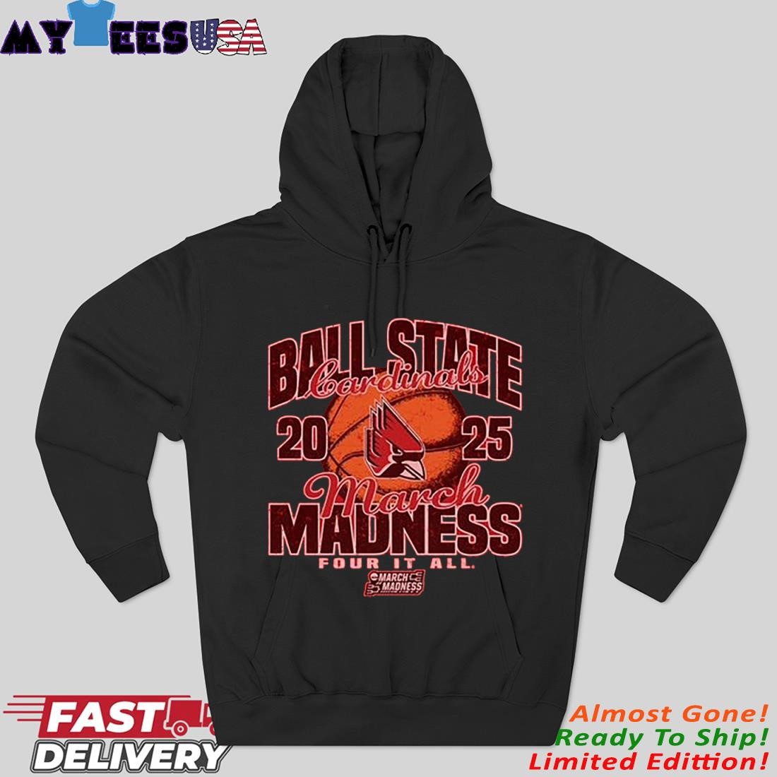 Ball State Cardinals 2025 NCAA Women's Basketball Tournament March Madness Hoodie