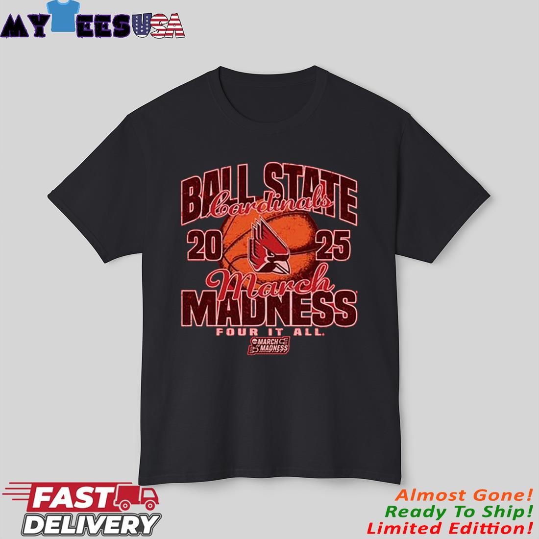 Ball State Cardinals 2025 NCAA Women's Basketball Tournament March Madness T-Shirt