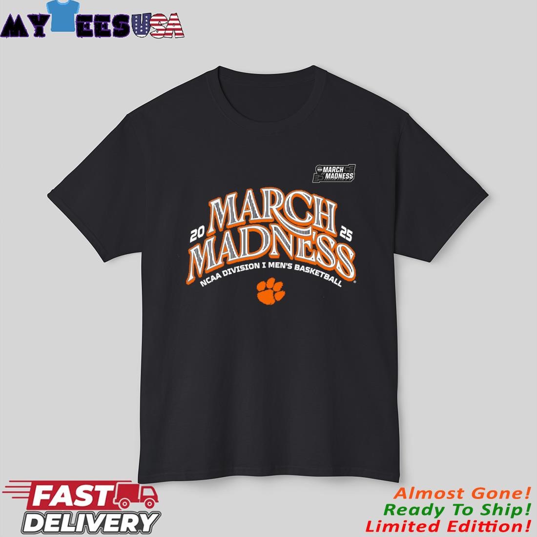 Clemson Men's Basketball 2025 March Madness Bound T-Shirt