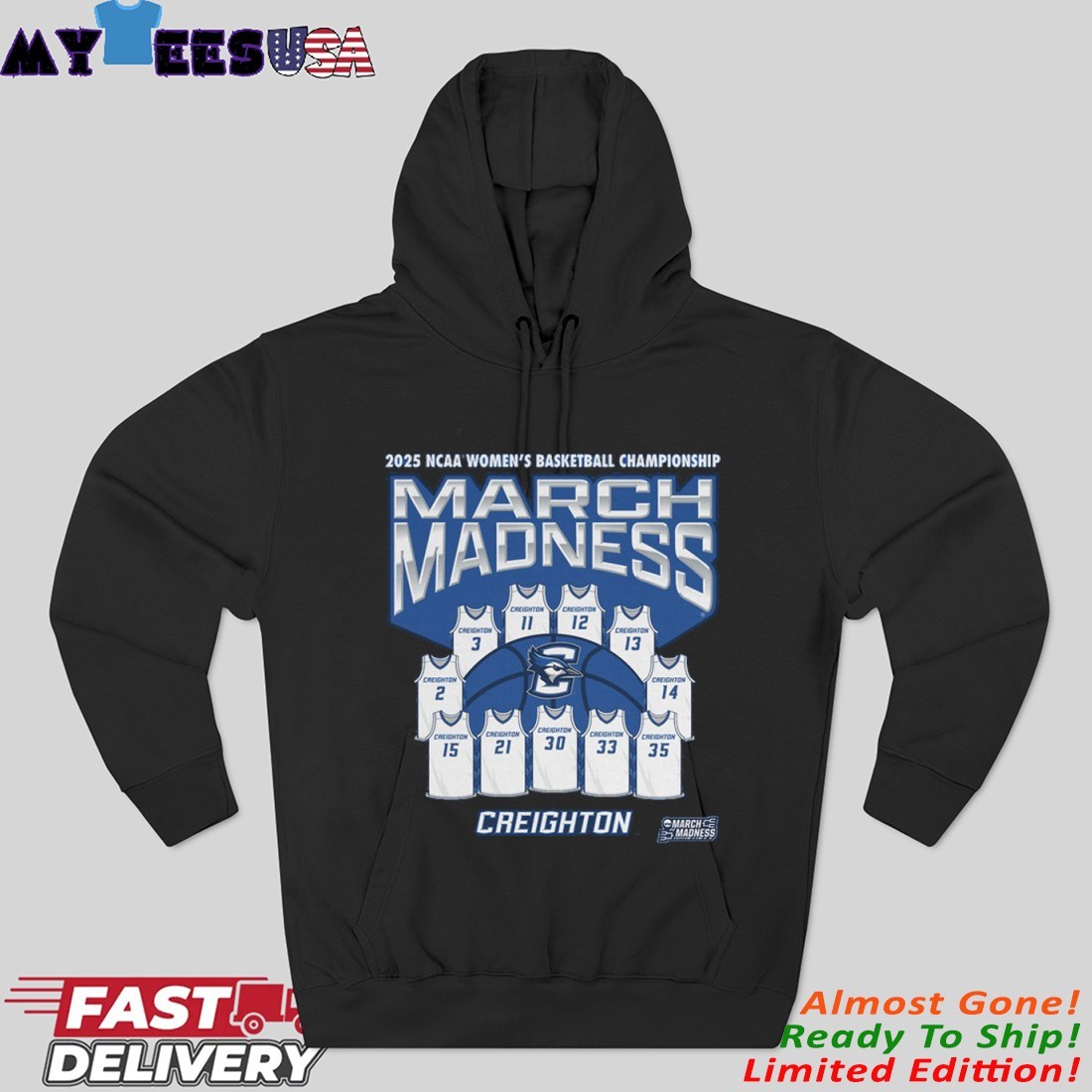 Creighton Women's Basketball 2025 NCAA Tournament March Madness Jersey Hoodie