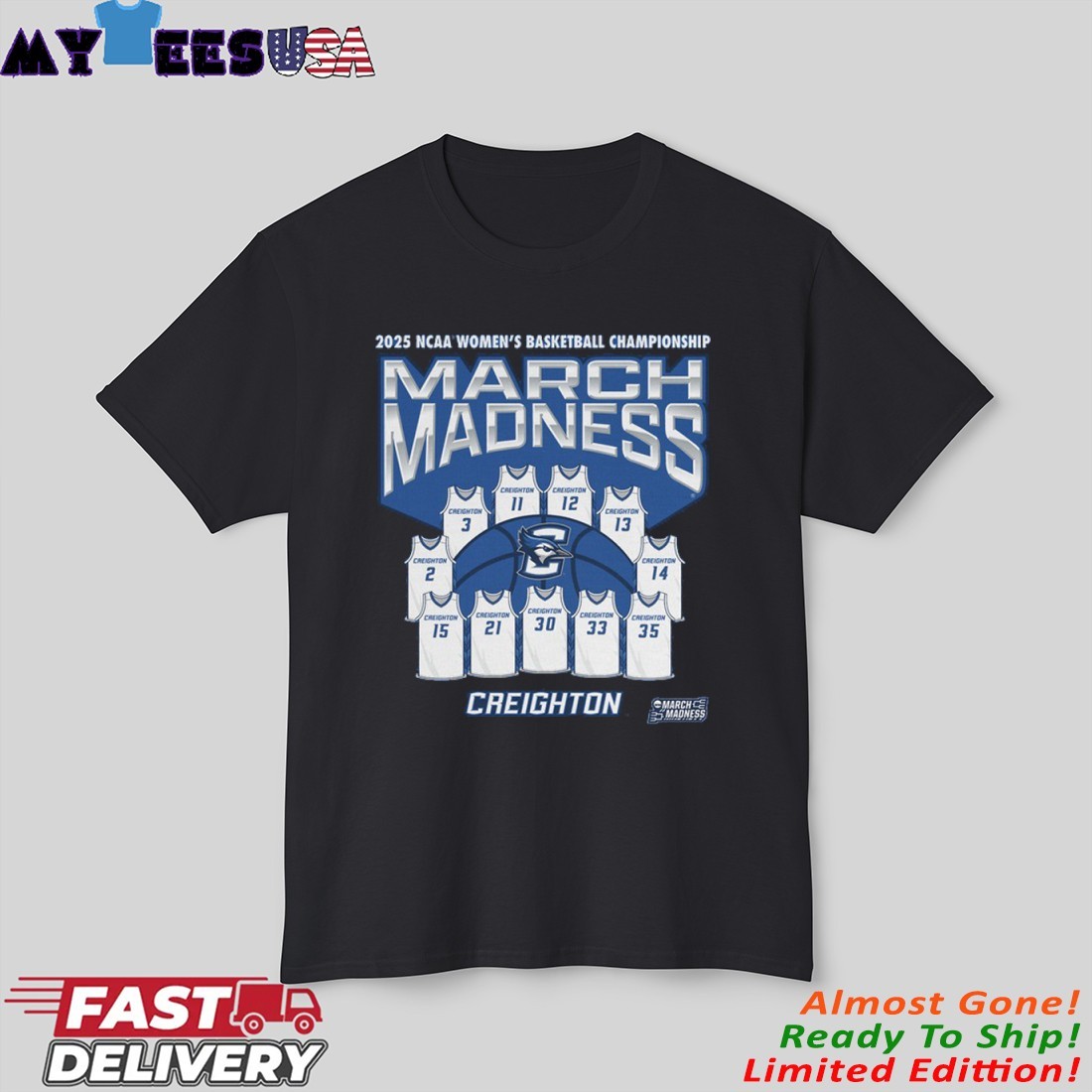 Creighton Women's Basketball 2025 NCAA Tournament March Madness Jersey Shirt