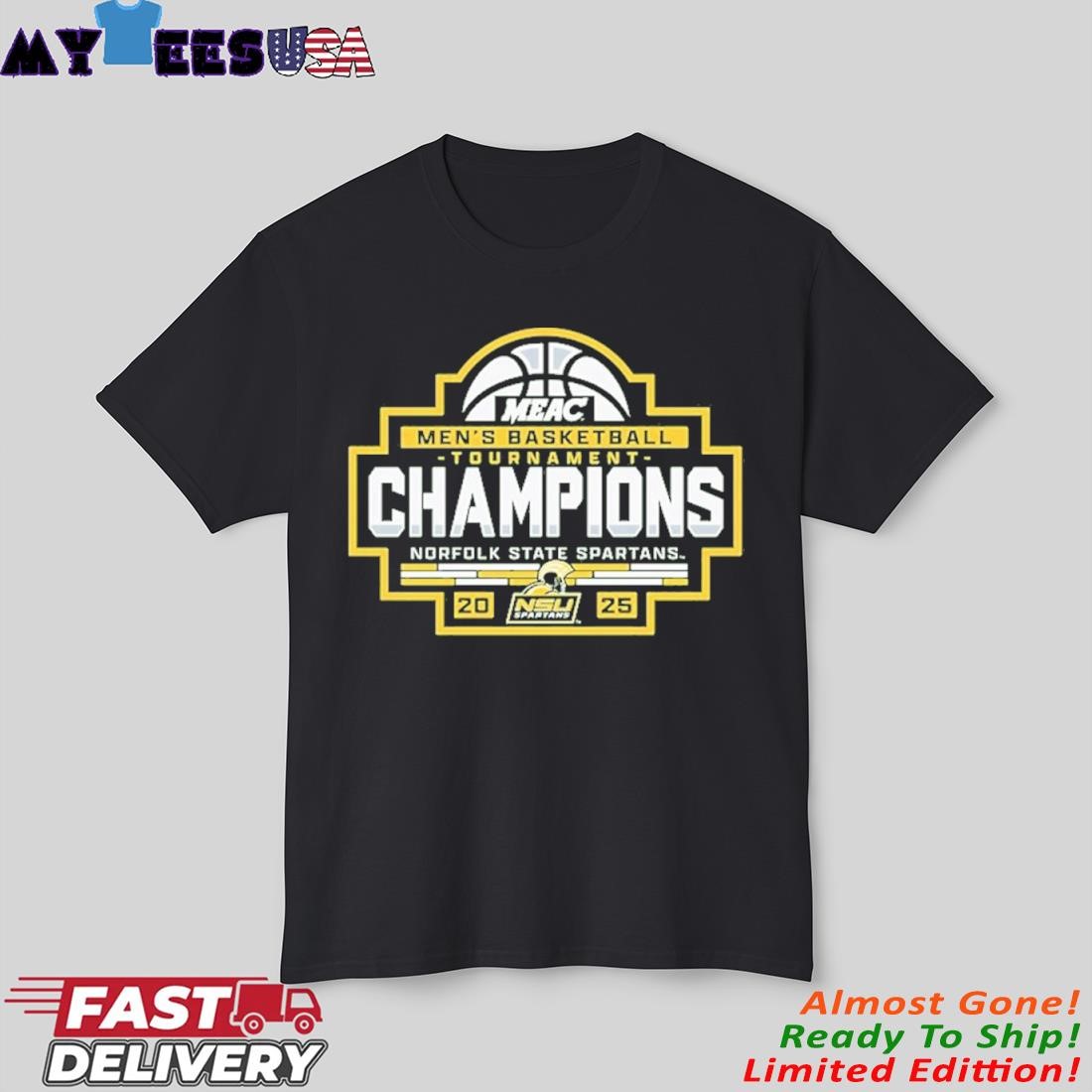 Norfolk State Spartans MEAC Men's Basketball Conference Tournament Champions 2025 T-Shirt