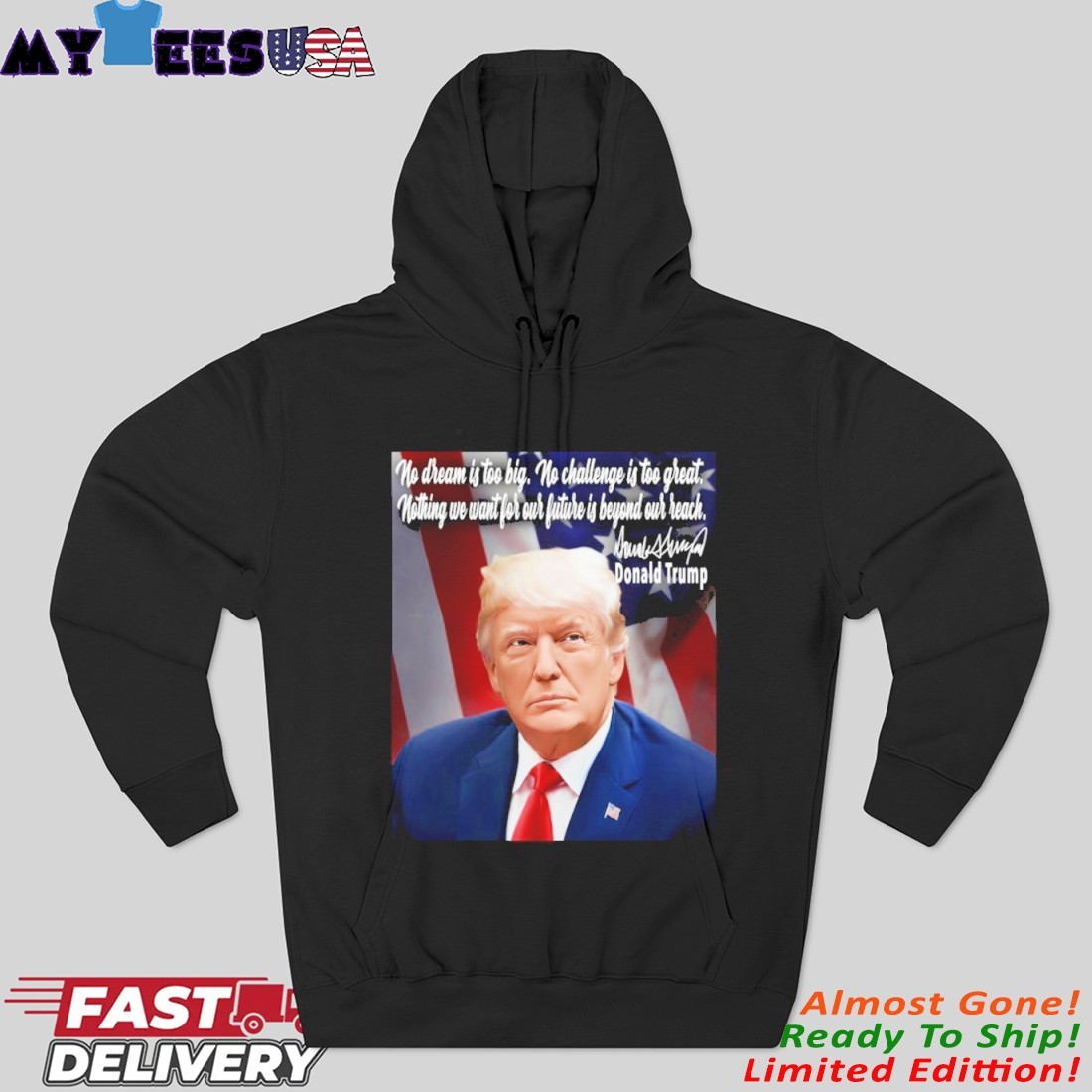 Official Donald Trump Quote No Dream Is Too Big, No challenge Is Too Great Hoodie