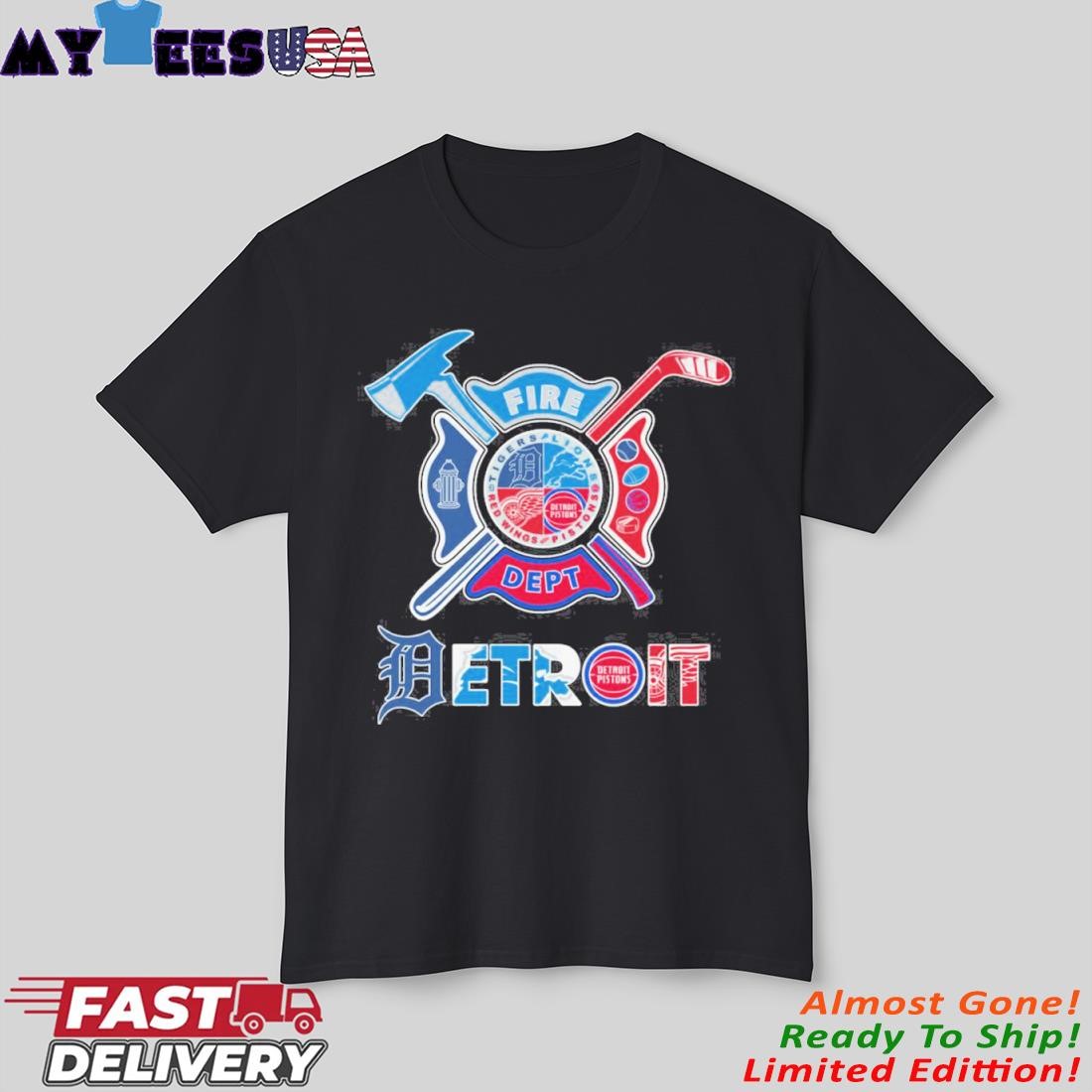 Official Fire Dept X Detroit Sports Teams Shirt