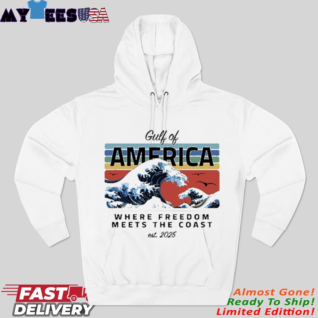 Official Gulf Of America Where Freedom Meets The Coast Est. 2025 T Hoodie