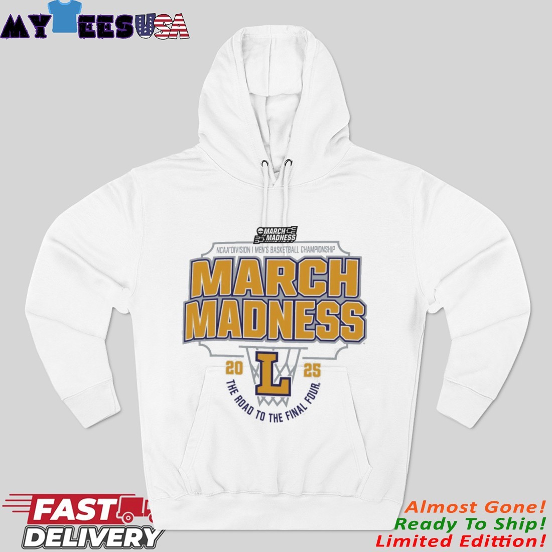 Official Lipscomb Bisons Men's Basketball March Madness The Road to The Final Four 2025 Hoodie