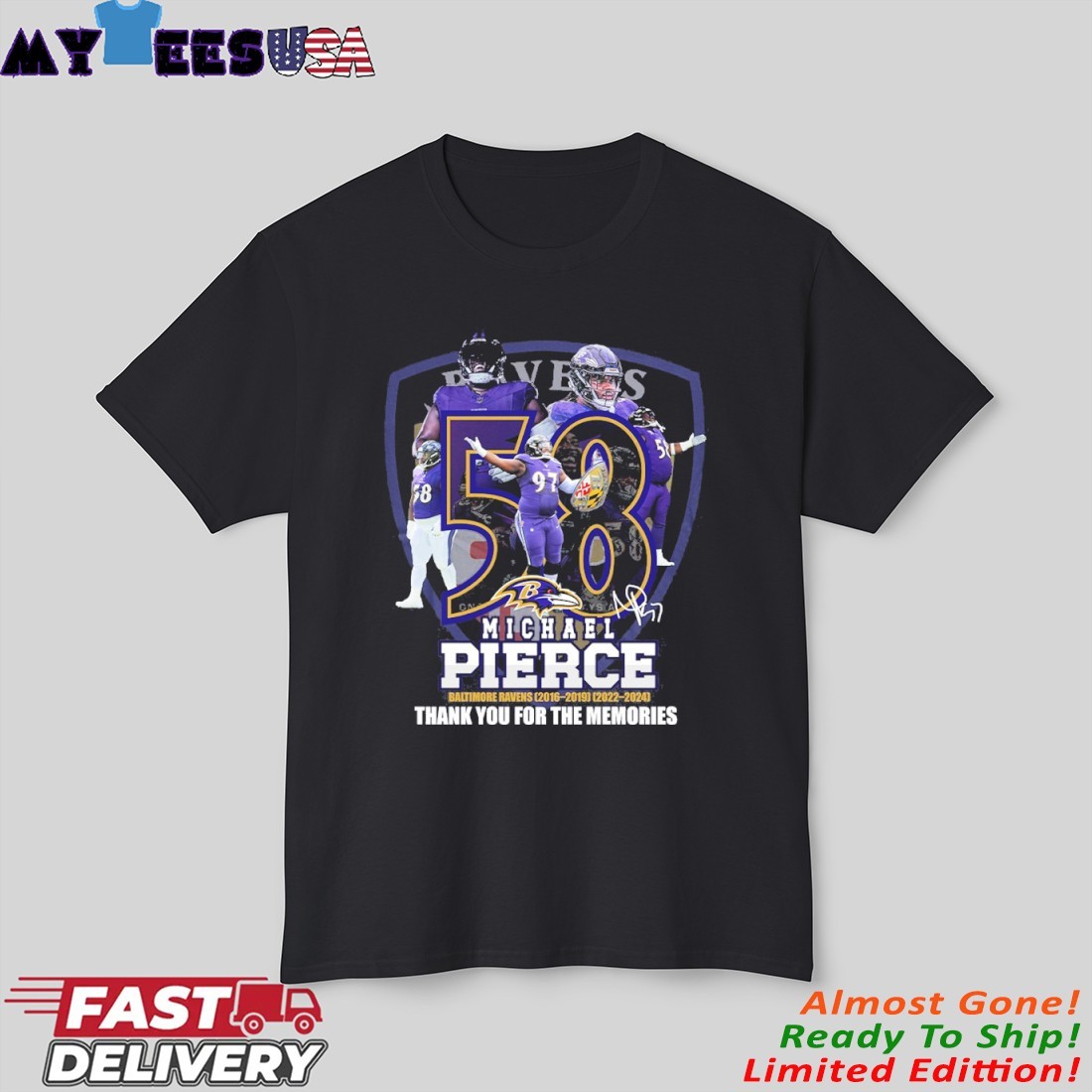 Official Michael Pierce Baltimore Ravens Thank You For The Memories Signature Shirt Official Michael Pierce Baltimore Ravens Thank You For The Memories Signature Shirt