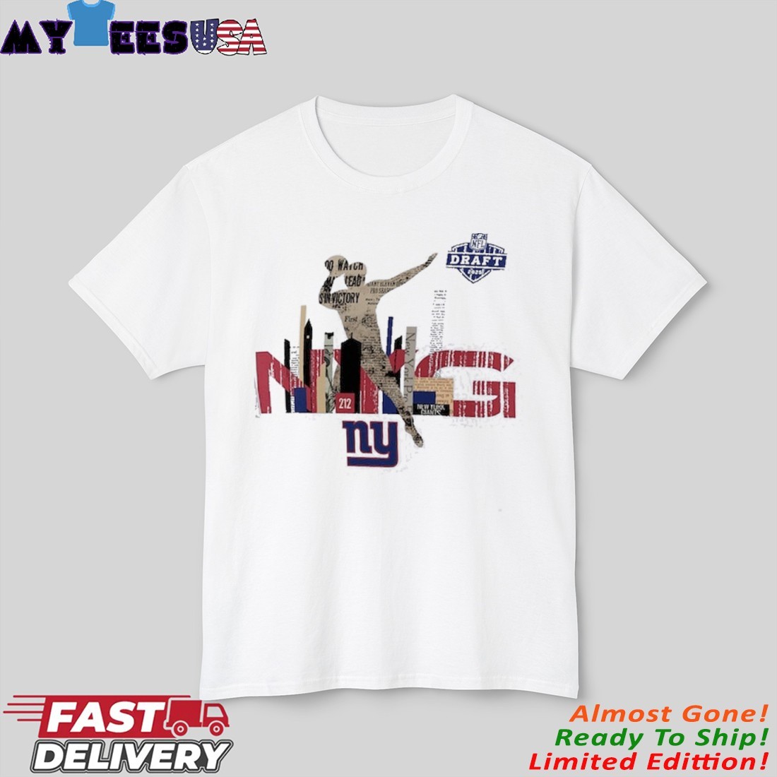 Official New York Giants 2025 NFL Draft T-Shirt Official New York Giants 2025 NFL Draft T-Shirt