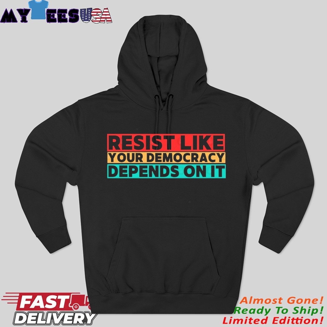 Official Resist Like Your Democracy Depends On It Retro Hoodie