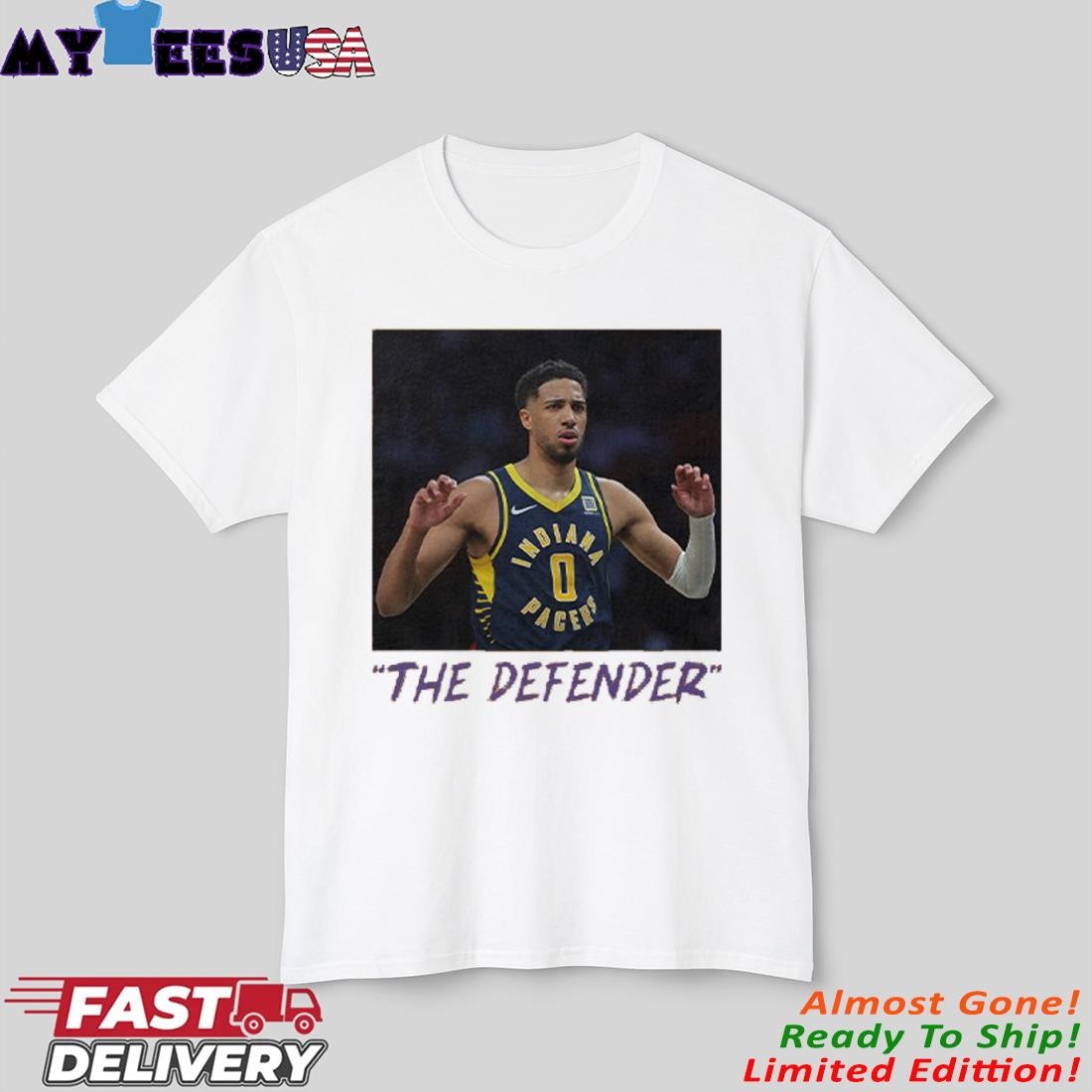 Official Tyrese Haliburton The Defender Indiana Pacers T-Shirt