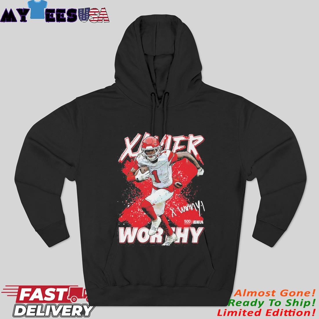 Official Xavier Worthy Kansas City Chiefs Cross Hoodie