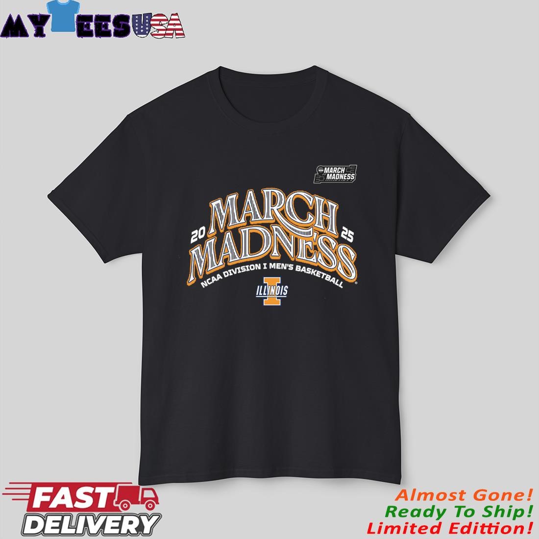 llinois Men's Basketball 2025 March Madness Bound T-Shirt