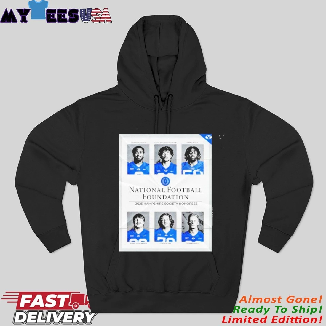 Byu Cougars National Football Foundation 2025 Hampshire Society Honorees Bohanon Bryant Strother Jatta Hoodie