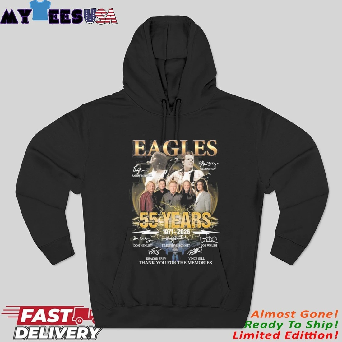 Eagles Band 55 Years 1971-2026 Thank You For The Memories Signatures Hoodie