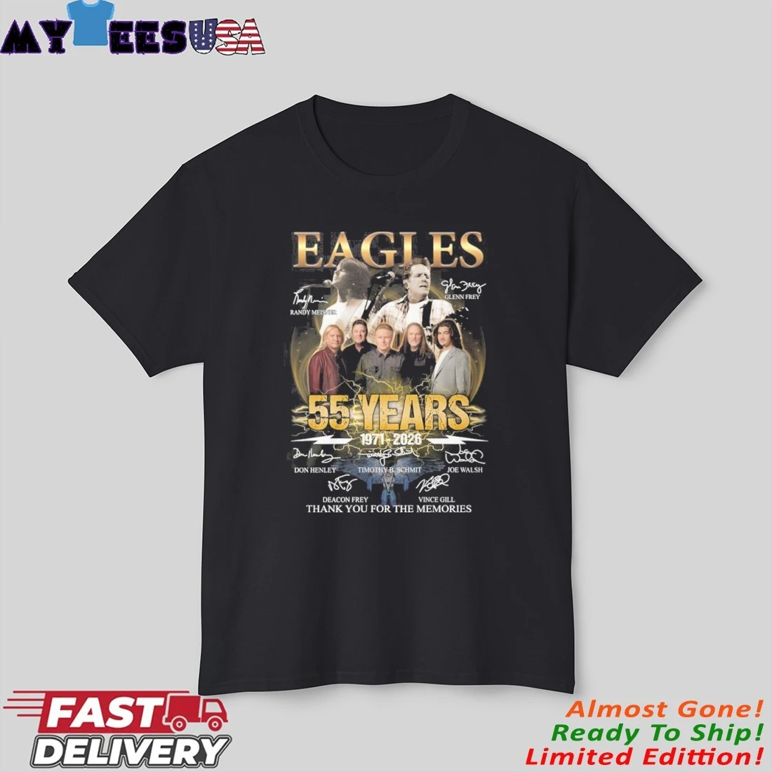 Eagles Band 55 Years 1971-2026 Thank You For The Memories Signatures Shirt