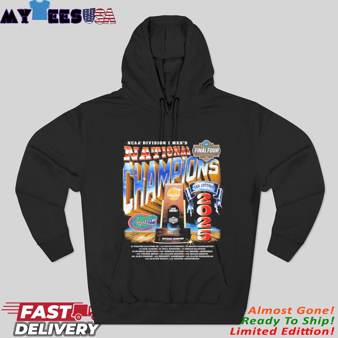 Florida Gators 2025 NCAA DI Men's Basketball National Champions Street Hoodie