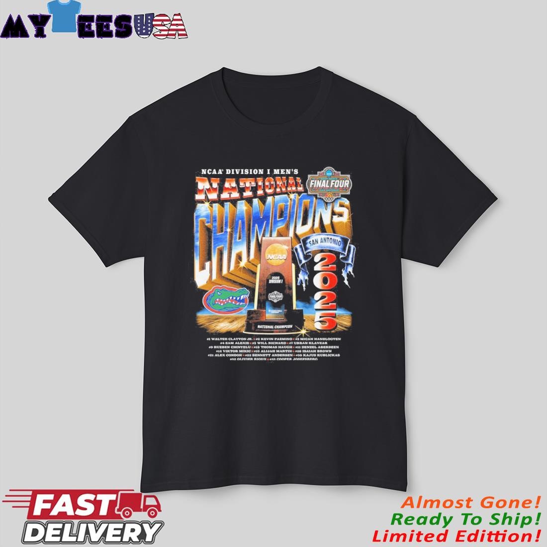 Florida Gators 2025 NCAA DI Men's Basketball National Champions Street T-Shirt