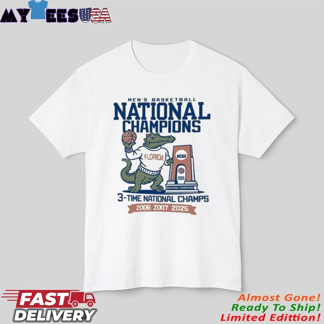 Florida Gators Three-Time NCAA Men's Basketball National Champions T-Shirt
