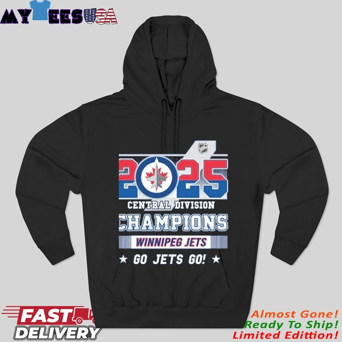 Official 2025 Pacific Division Champions Winnipeg Jets Go Jets Go Hoodie