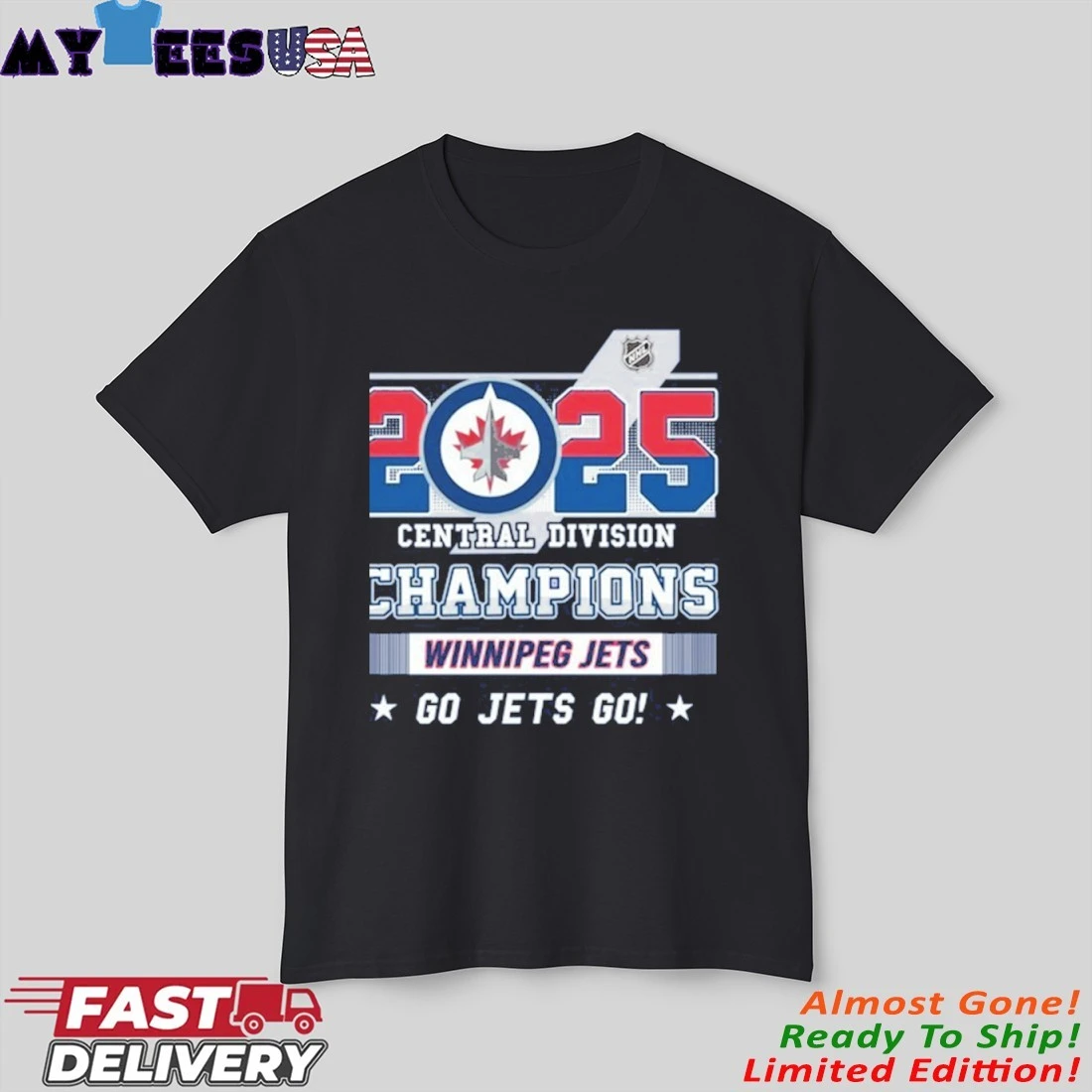 Official 2025 Pacific Division Champions Winnipeg Jets Go Jets Go Shirt