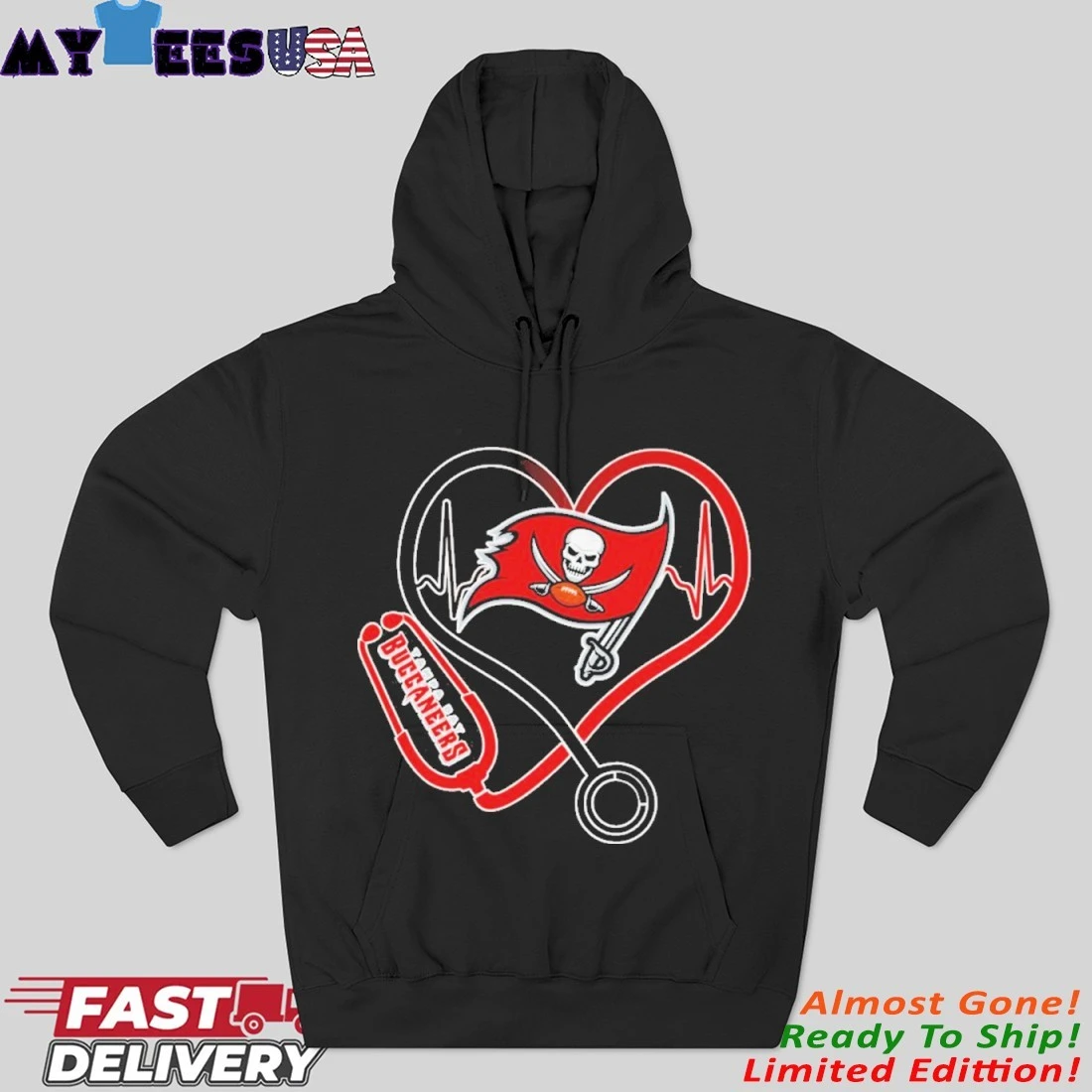 Official 2025 Tampa Bay Buccaneers Nurse Heart Hoodie