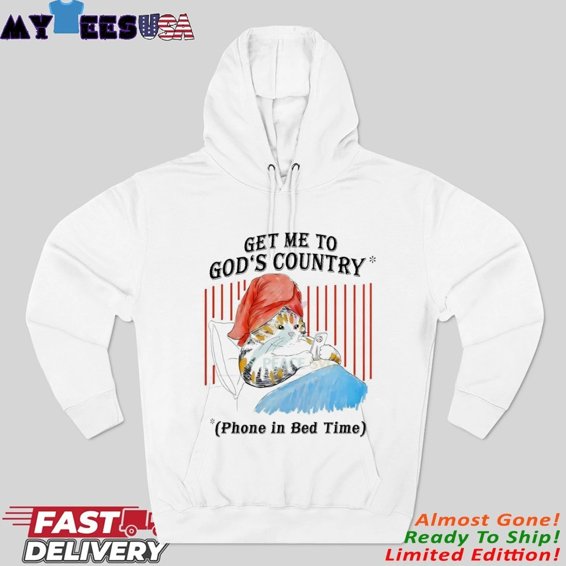 Official Get Me To God's Country Phone In Bed Time Hoodie