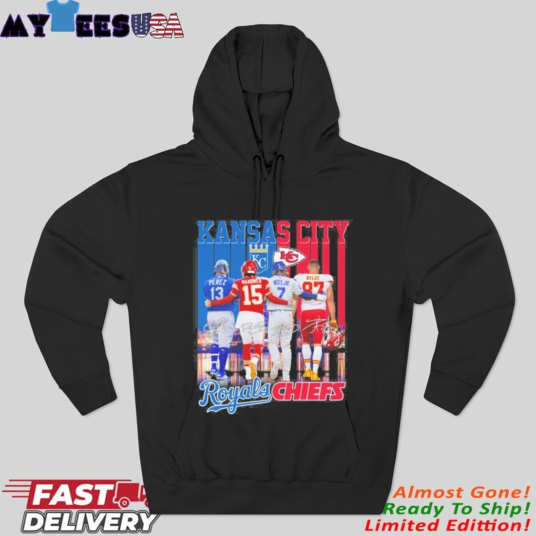Official Kansas City Royals Chiefs Player Signature City Hoodie