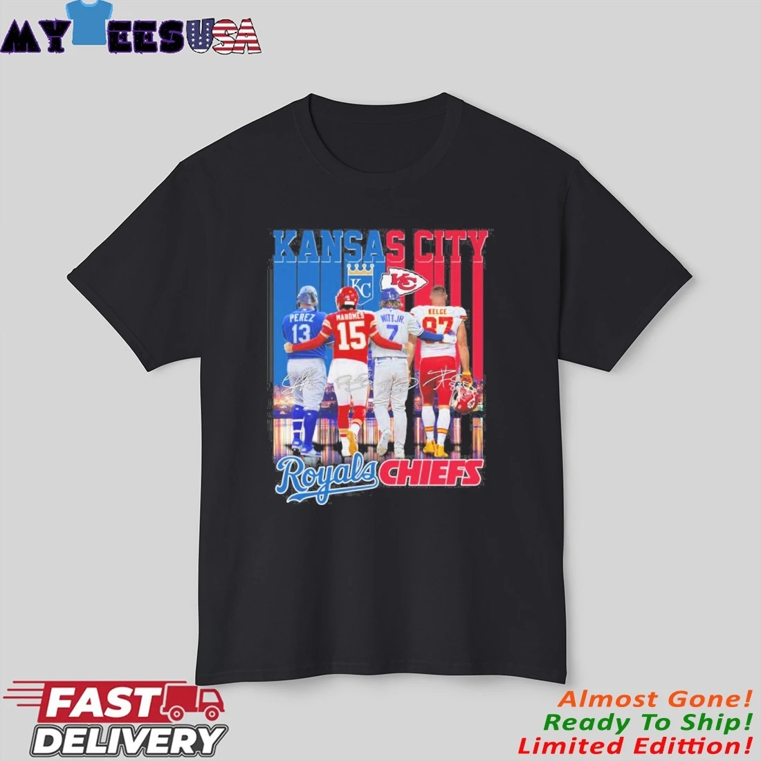 Official Kansas City Royals Chiefs Player Signature City Shirt