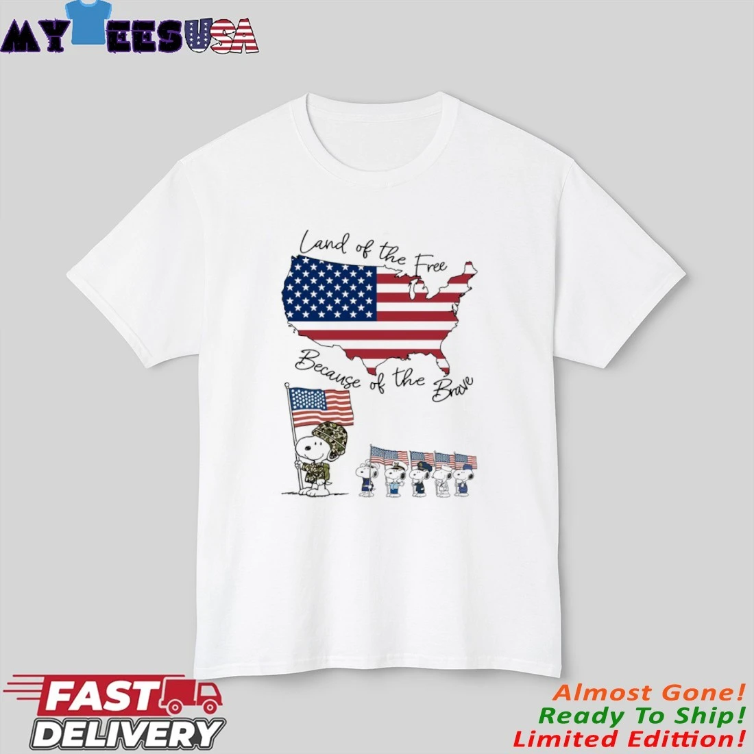 Official Land Of The Free Because Of The Brave Snoopy American Shirt