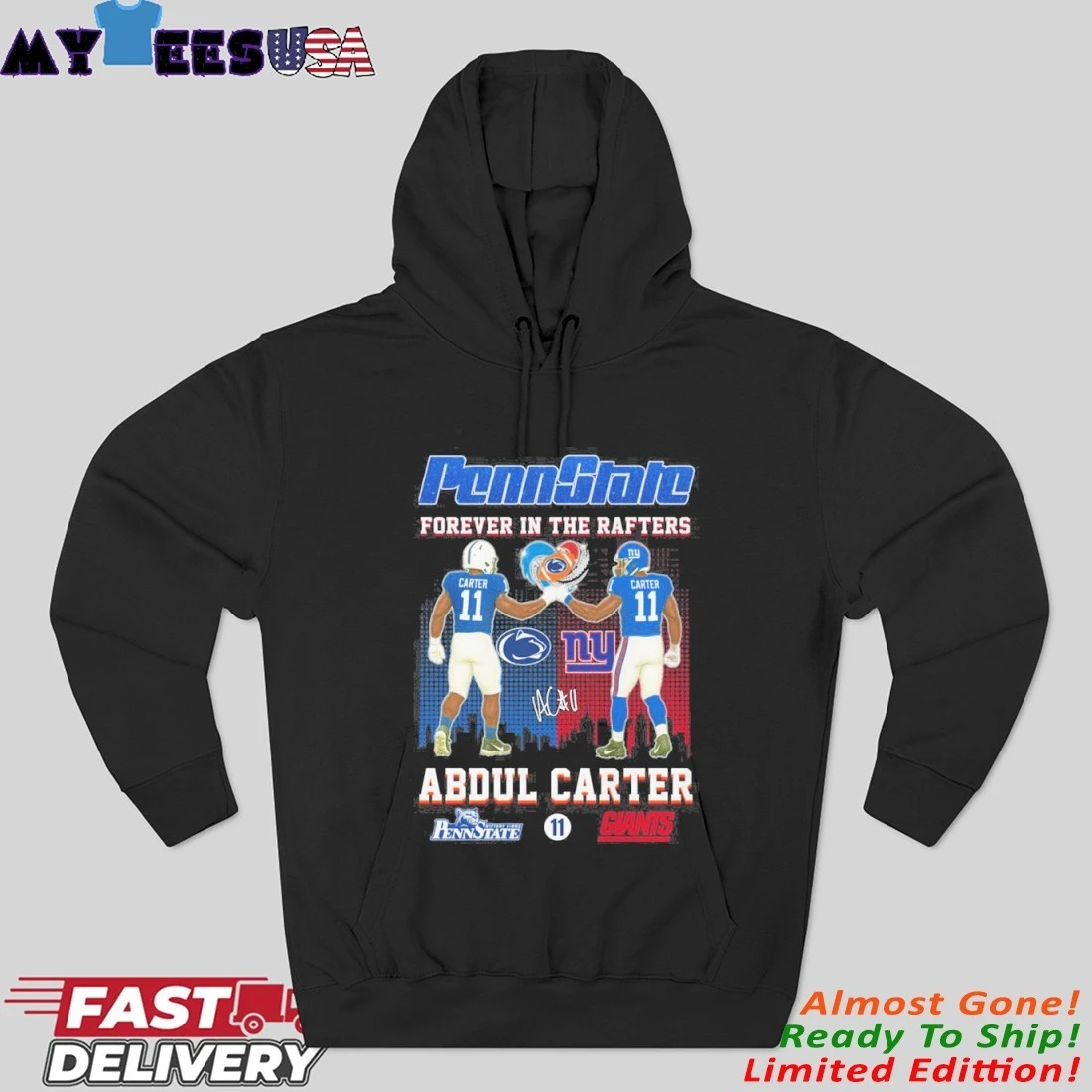 Penn State Forever In The Rafters Abdul Carter Nittany Lions And Giants Hoodie