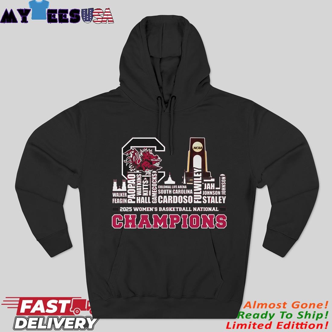 South Carolina Gamecocks Skyline Players Name 2025 NCAA Women's Basketball National Champions Hoodie