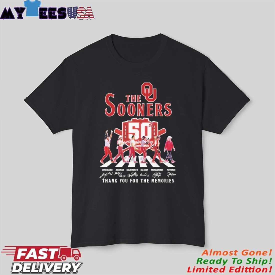 The Oklahoma Sooners Softball Abbey Road 50th Anniversary 1975-2025 Shirt The Oklahoma Sooners Softball Abbey Road 50th Anniversary 1975-2025 Shirt