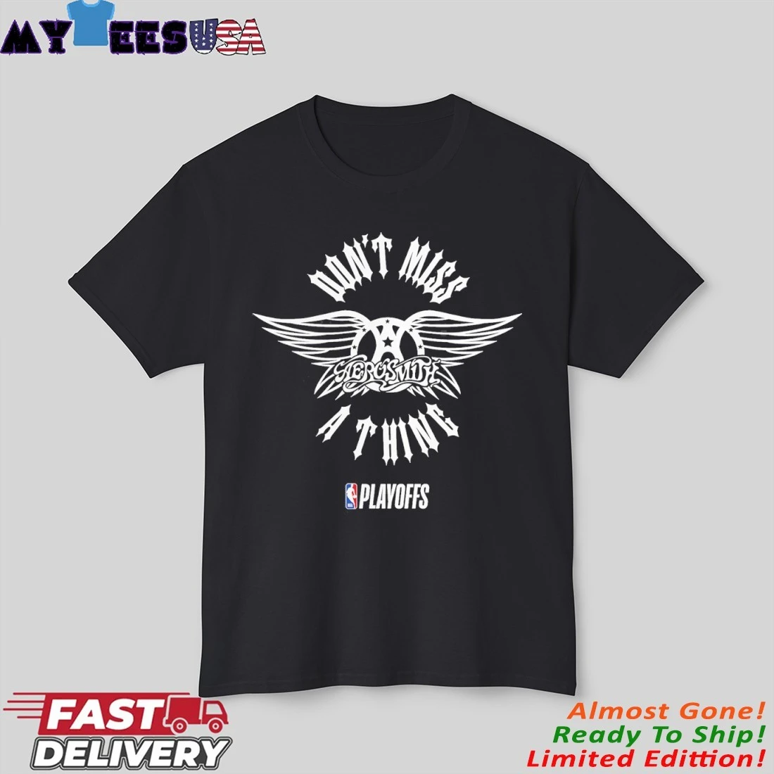 Official Aerosmith Don't Miss A Thing NBA Playoffs T-Shirt