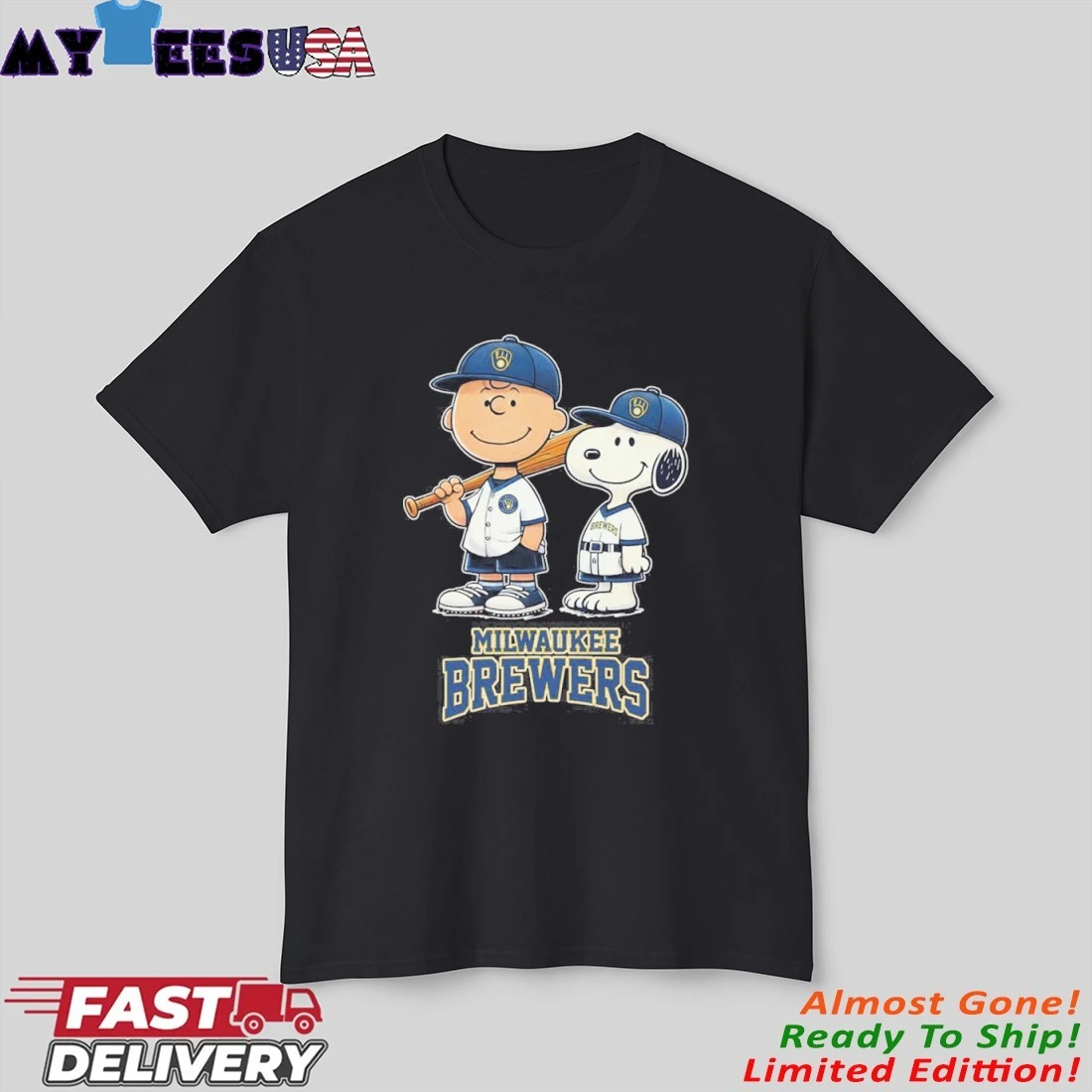 Official Milwaukee Brewers X Snoopy and Charlie Brown Play Baseball shirt Official Milwaukee Brewers X Snoopy and Charlie Brown Play Baseball shirt