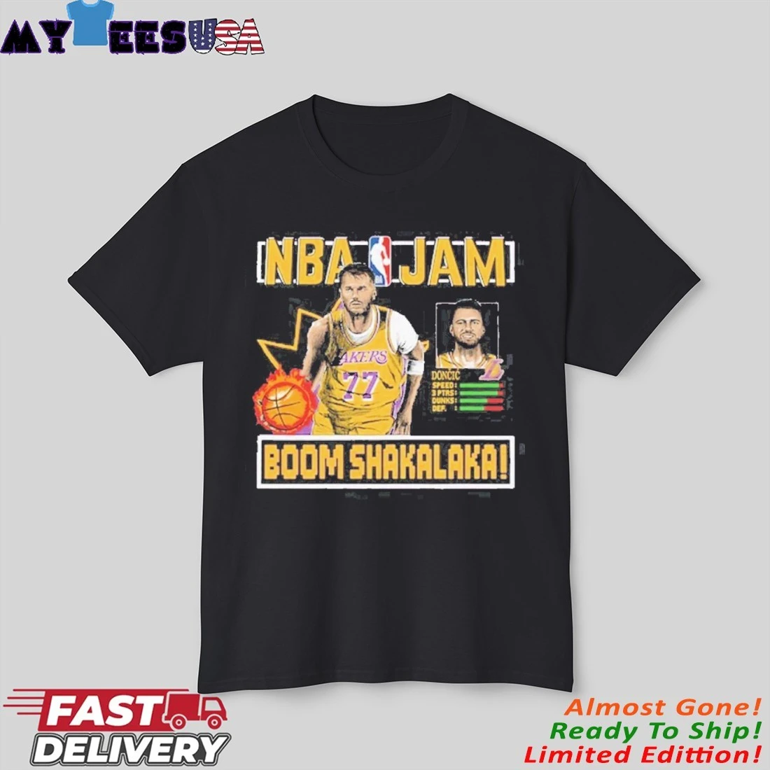 Official NBA Jam Luka Doncic Los Angeles Lakers Boom Shakalaka Shirt