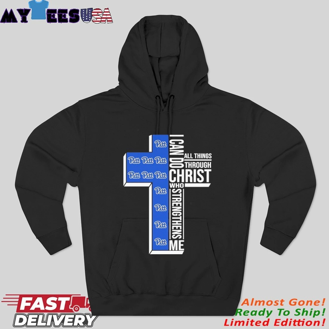 Official Pitt Panthers Logo I Can Do All Things Through Christ Who Strengthens Me Hoodie